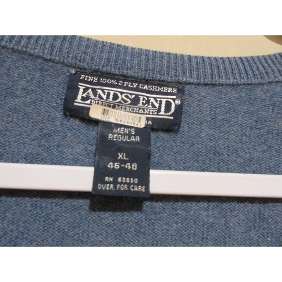 Land's End 2 Ply Cashmere V-Neck Sweater Mens XL 46-48 longsleeve - Picture 2 of 6